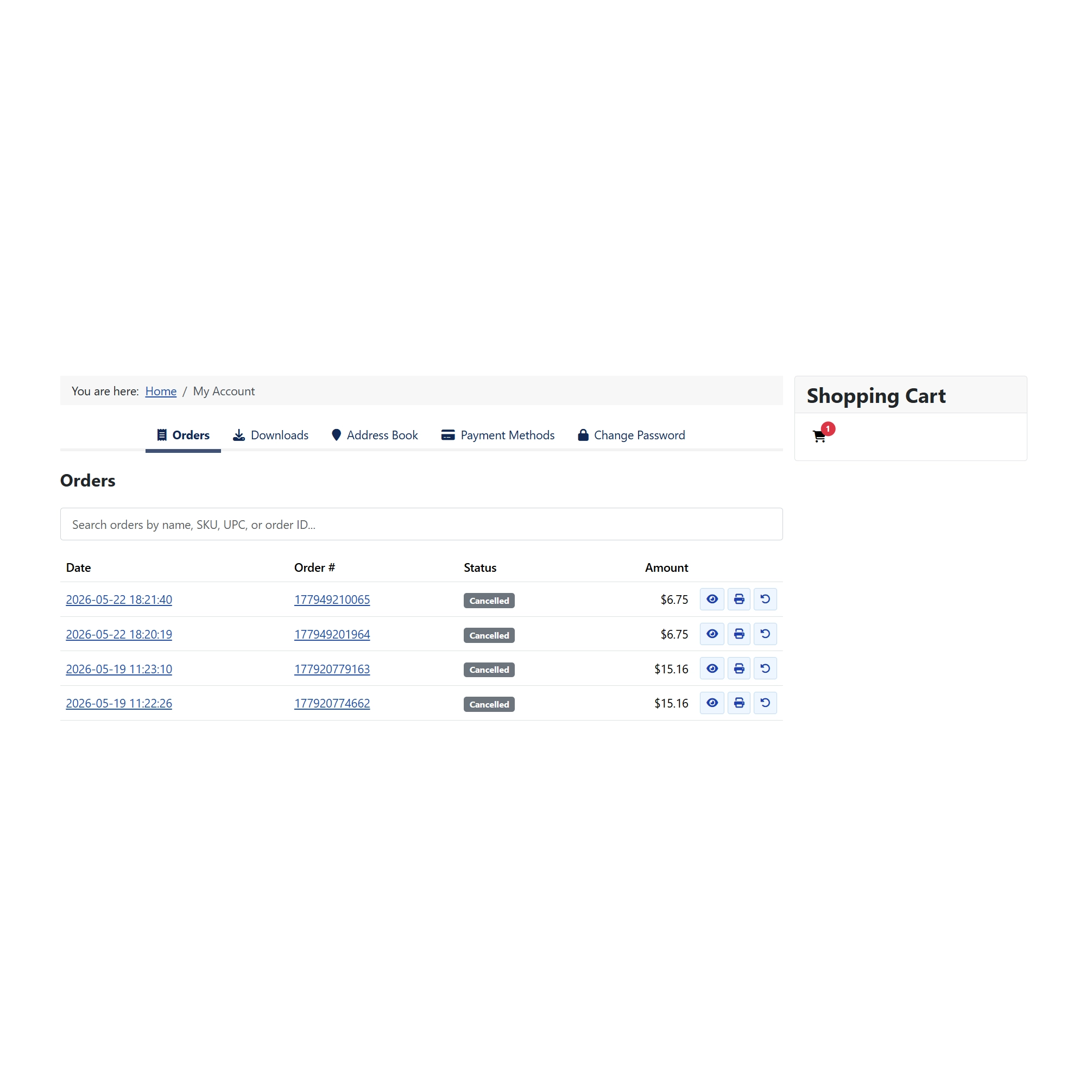 Re-Order in a click