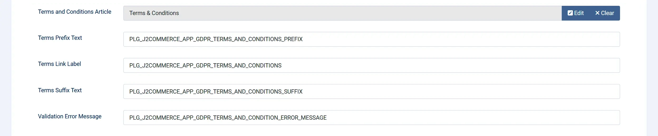 Customize the validation message and GDPR link text