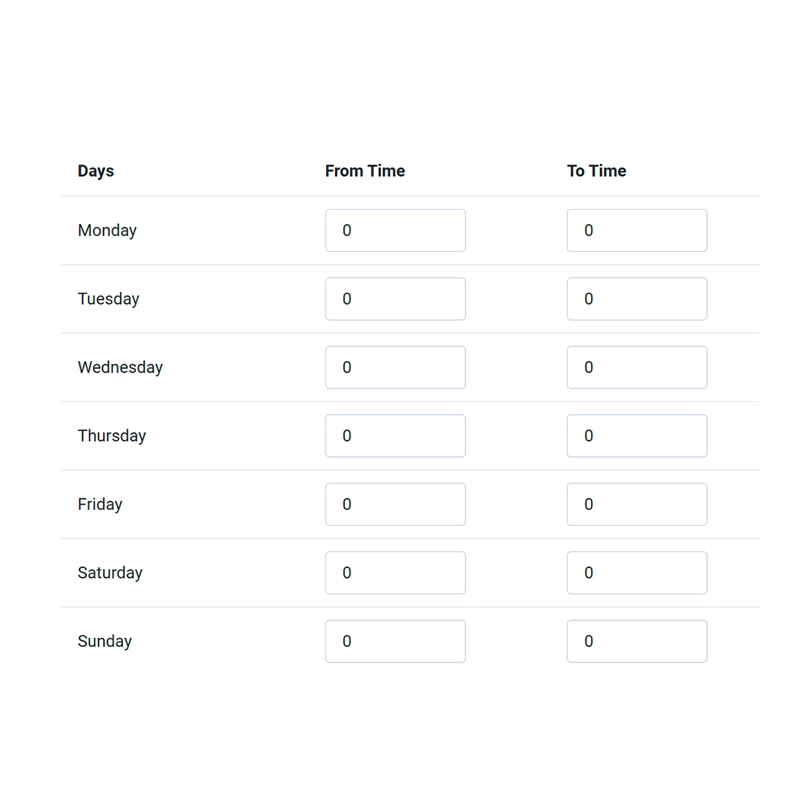 Day-Specific Time Configuration