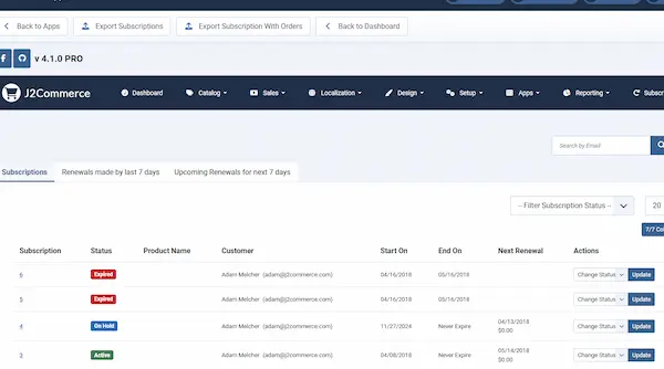 Subscriptions Management