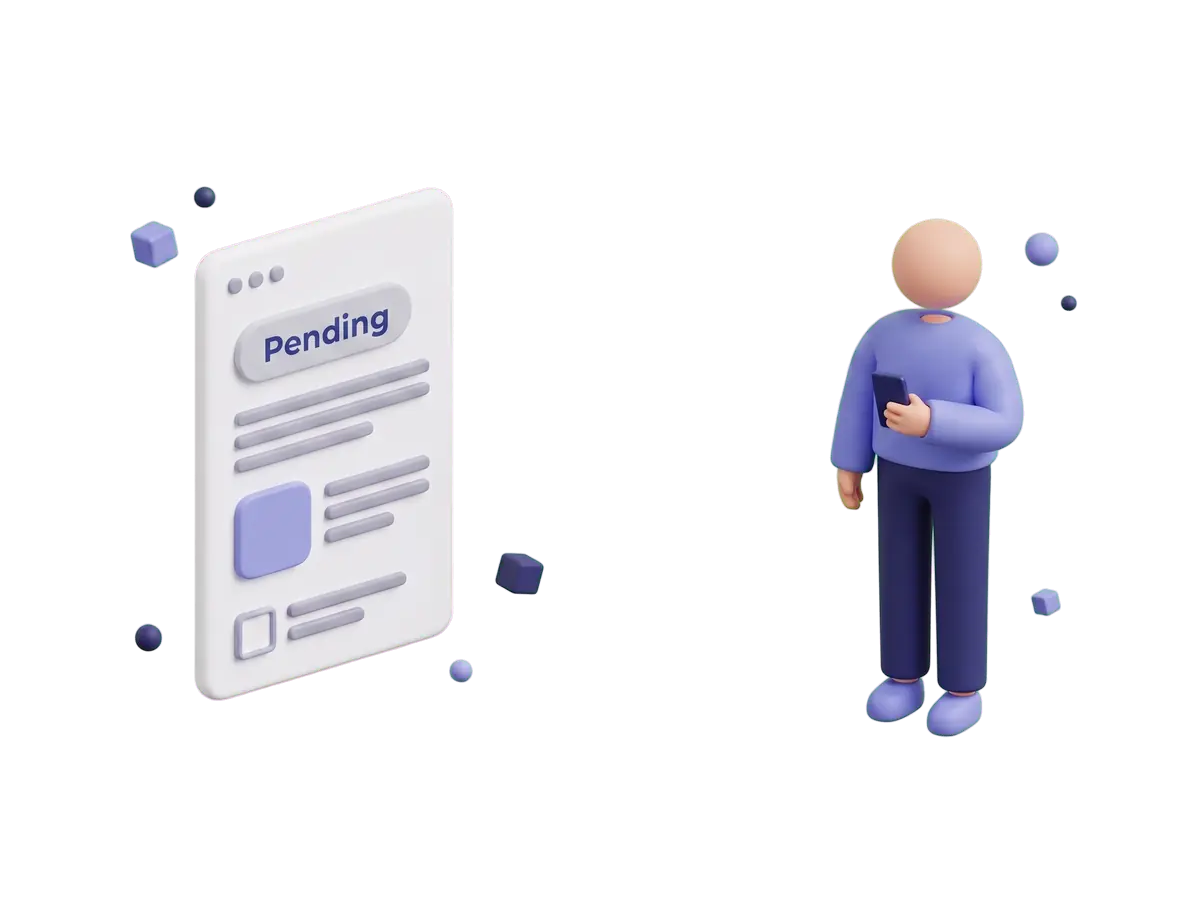 An order card changing from Pending to Shipped as its notify box is ticked, with an envelope flying out toward a shopper holding a phone.