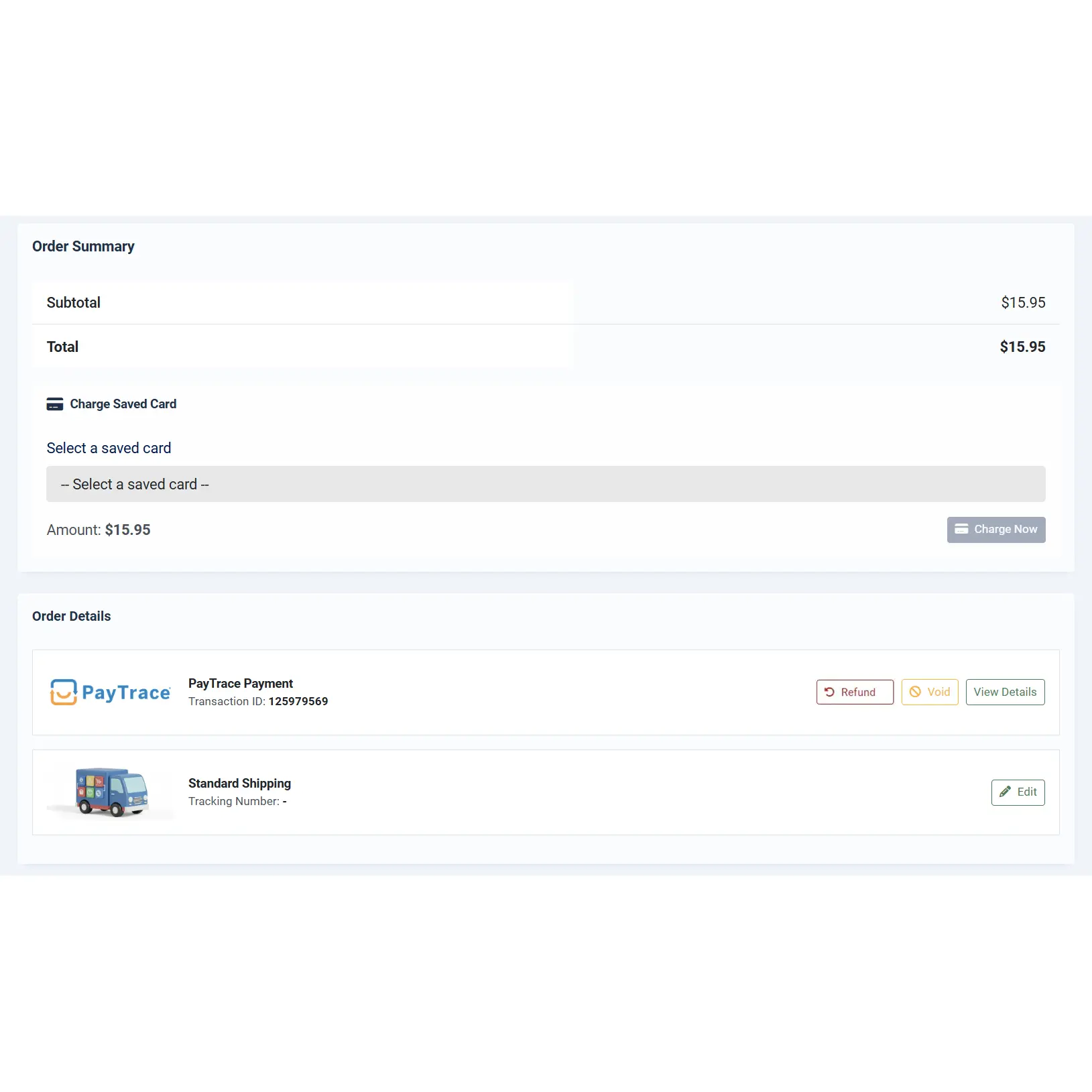 Payment Operations From the Order Screen